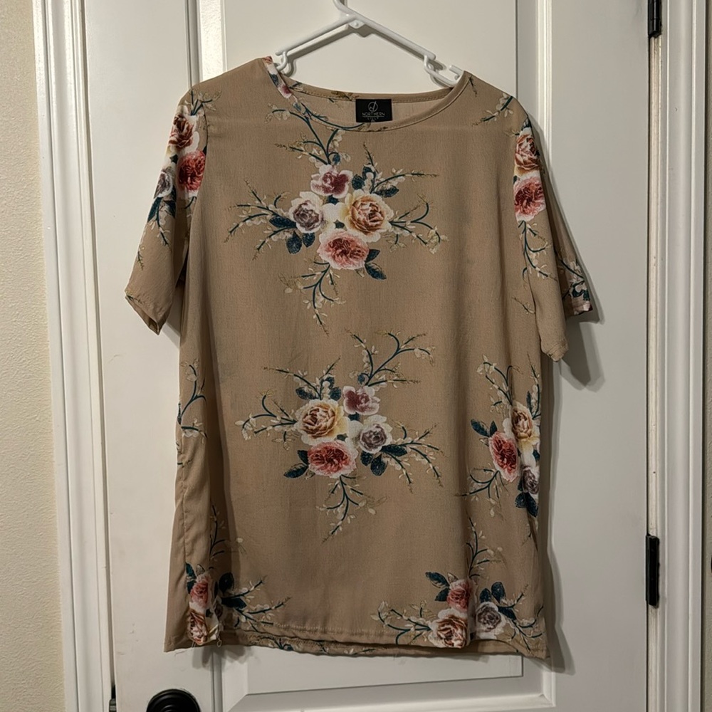 Tan Floral blouse